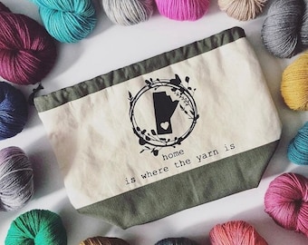 Custom Knitting Project Bag: Cotton Canvas Yarn Tote