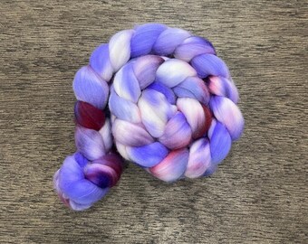 PURPLE & BURGUNDY Hand Dyed Spinning Fibre Superwash Merino Wool