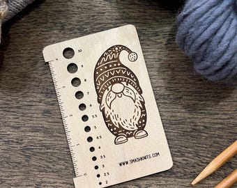 Reference Tool for Knitting and Crochet -  Wooden Gauge Ruler Swatch and Needle Sizer
