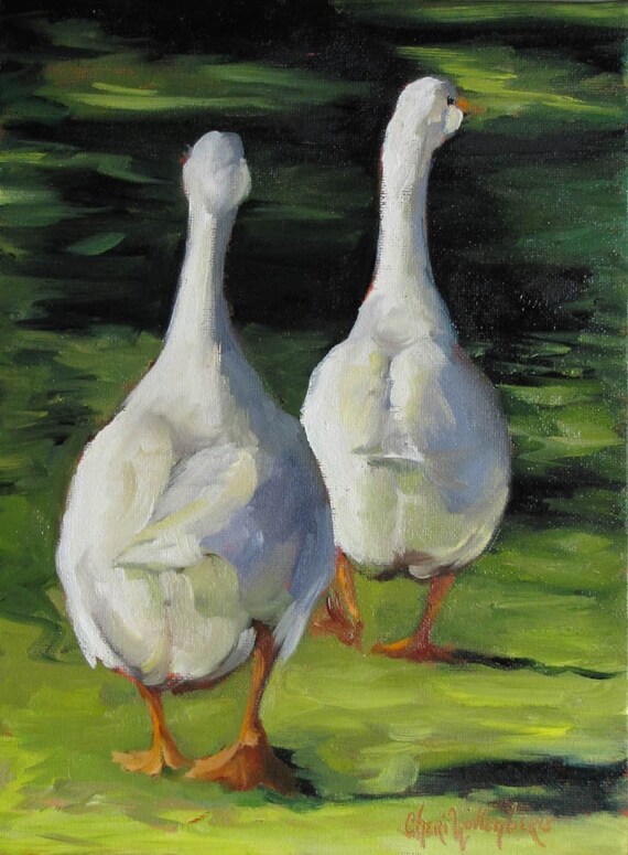 Items similar to Duck Print Ducks Waddling Home Canvas Giclee
