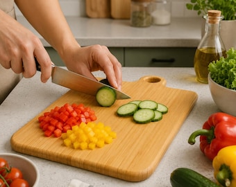 Natürliches Bambus-Schneidebrett, Paddle Charcuterie Servierbrett, rustikale Küchendekoration