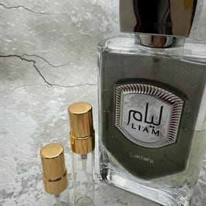 Lattafa Liam Grey Sample - Powdery Woody Iris - Arab Middle Eastern Perfume