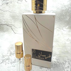 Khadlaj Fursan White Sample - Powdery Musky Coconut Vanilla - Arab Middle Eastern Perfume Decant