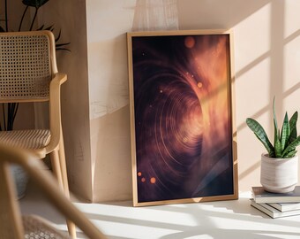 Impresión de arte digital de vórtice cósmico / Túnel celestial abstracto / Decoración de pared de ciencia ficción futurista