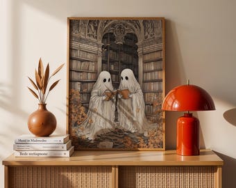 Lámina de Biblioteca Fantasma: Decoración gótica y espeluznante para amantes de los libros (Descarga digital)