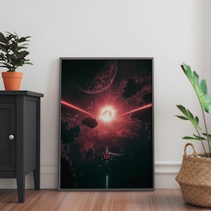 Epic Space Battle Art Print | Sci-Fi Starship & Cosmic War | Futuristic Galaxy Wall Decor