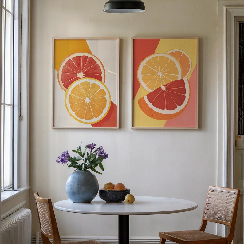 add a touch of nature to your kitchen with citrus... Citrus Pop Art Print Set: Retro Kitchen Decor (digital Download) - Etsy