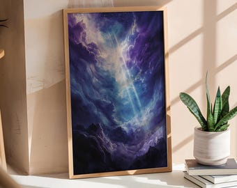 Celestial Light Digital Art Print | Ethereal Sky & Clouds | Dreamy Atmospheric Wall Décor