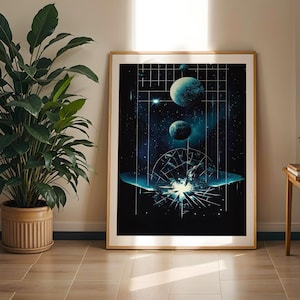 Surreal Space Digital Art Print | Cosmic Abstract Wall Art | Futuristic Galaxy Poster for Sci-Fi Lovers & Modern Decor