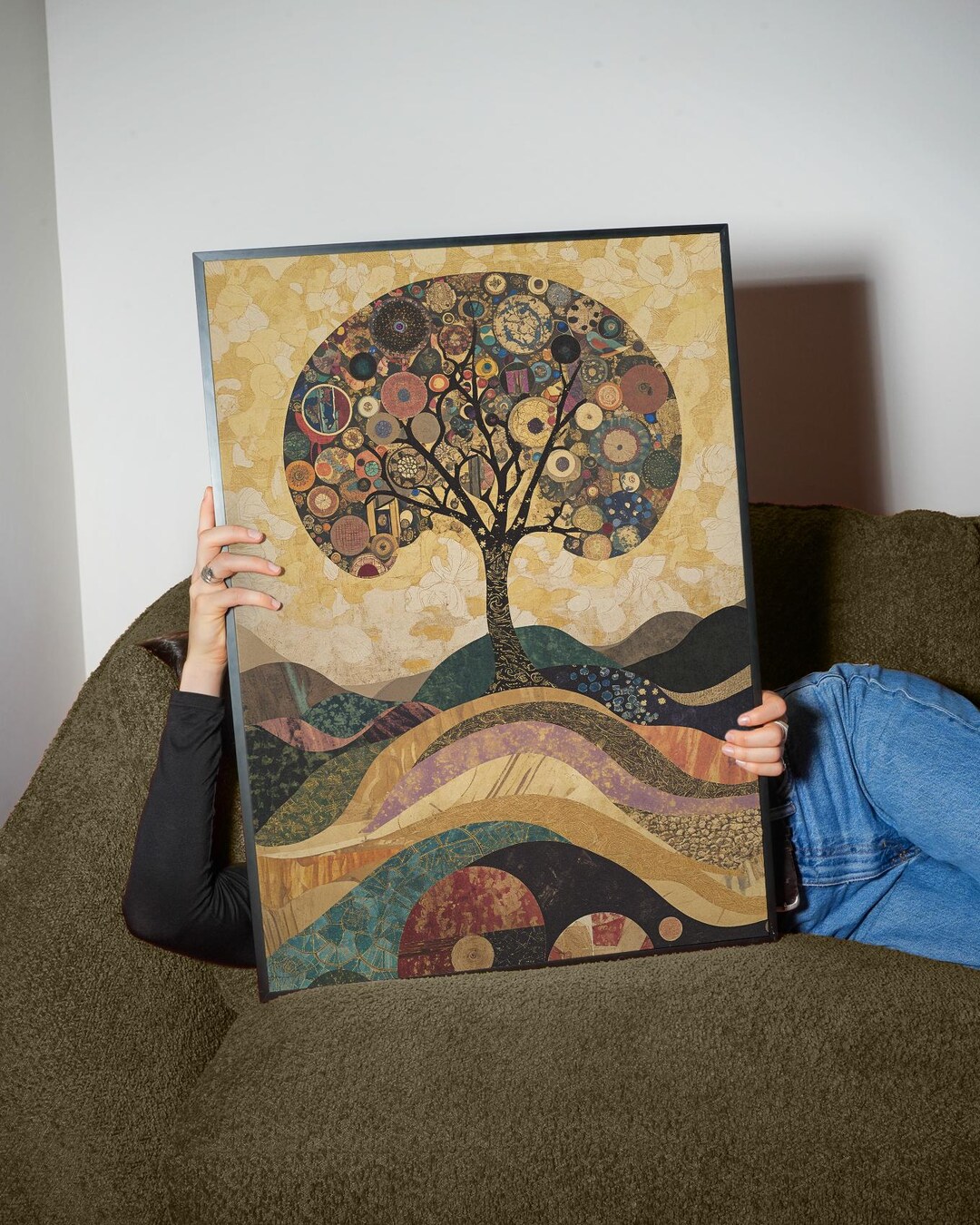 Tree of Life Art Print: Geometric Gold Botanical Poster (digital ...