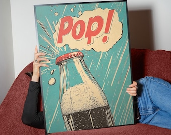 Retro Soda Pop Art Print: Vintage Comic Bottle (Digital Download)