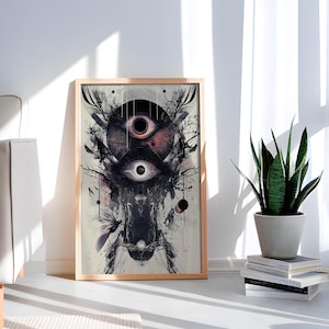 Celestial Eyes Digital Art Print | Dark Abstract Surreal Art | Mystical Occult Wall Decor