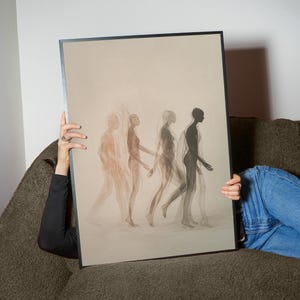 Shadow Walk Figures Digital Art Print | Abstract Motion Silhouette Poster