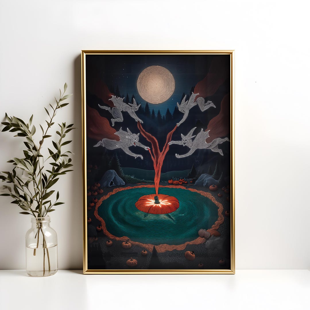 Enchanted Rituals Enchanted Forest Ritual Digital Art Print | Witchy Moonlit Scene ...