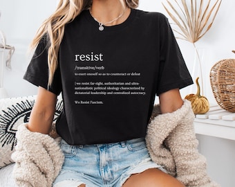 T-shirt politiek statement, activistisch T-shirt, shirt Resist Fascism, graphic top protest, uniseks jersey T-shirt met korte mouw