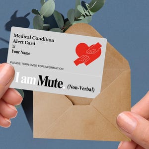 Carte médicale non verbale sourdine, identification d'alerte de trouble de la parole, étiquette de trouble de la communication, carte d'assistance technique de communication, identification d'affection neurologique
