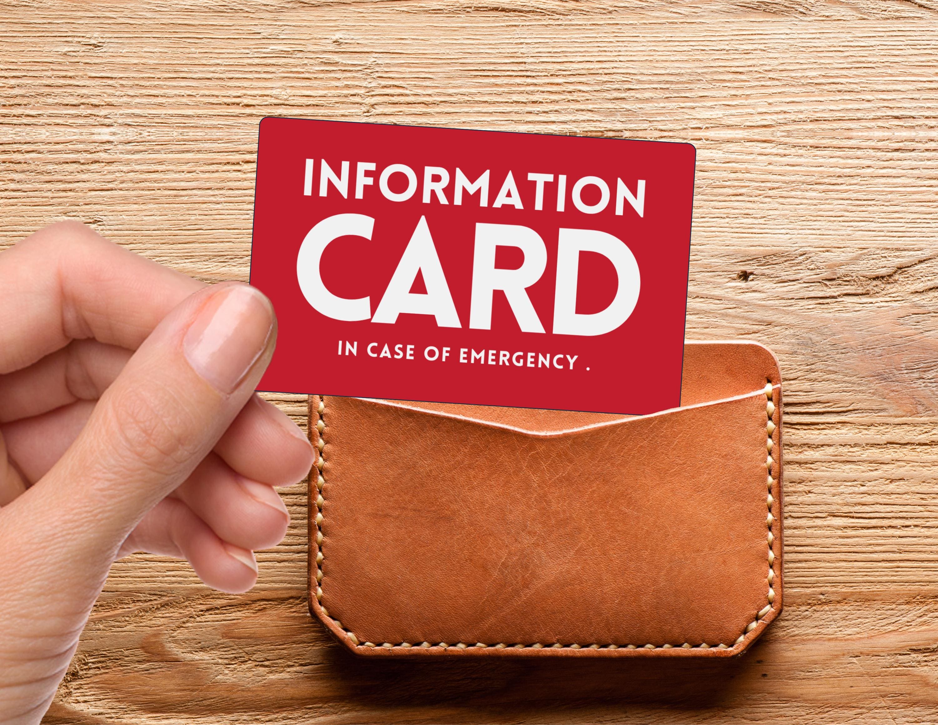 Engraved Medical Information Card: ICE Emergency ID Wallet Card