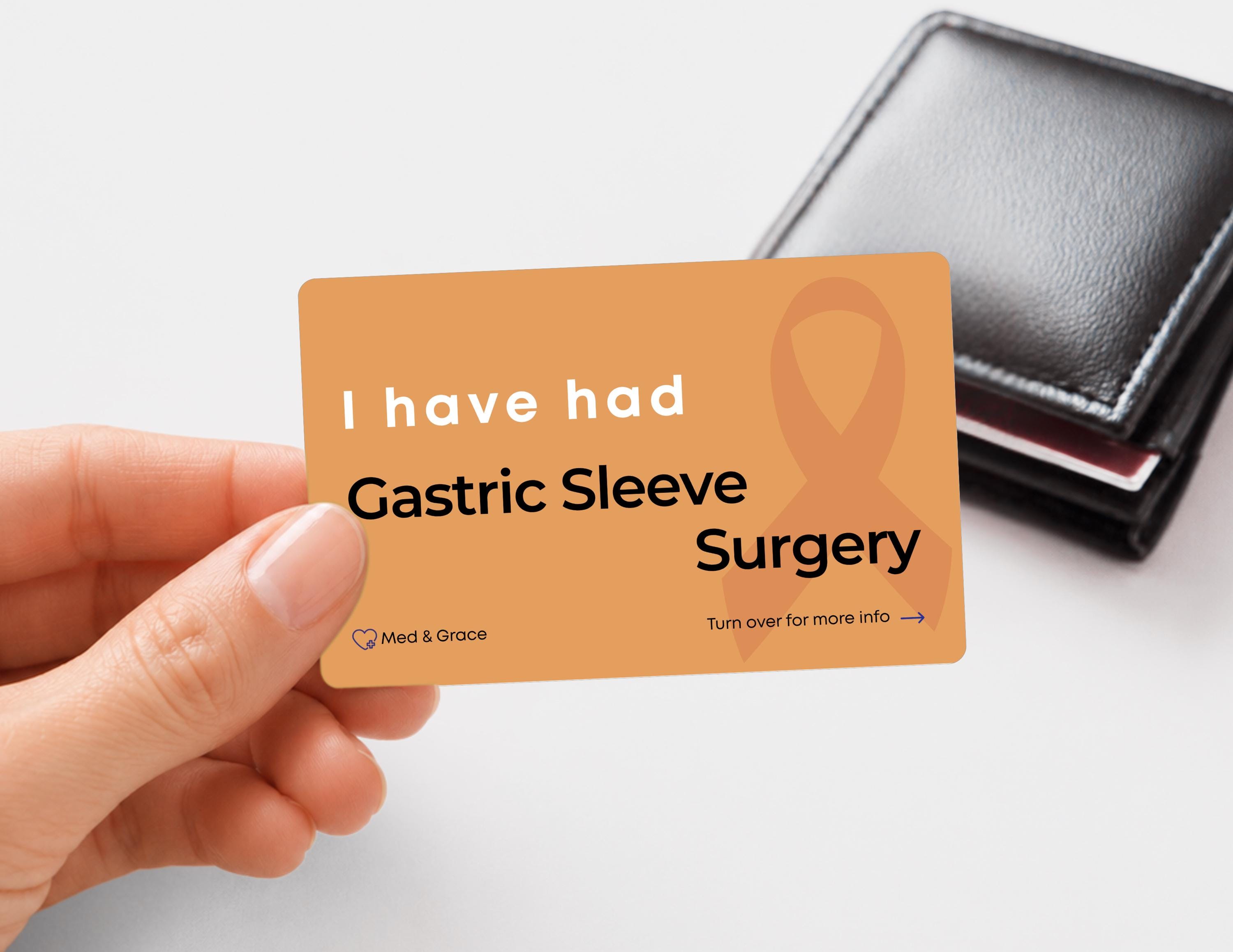 gastric sleeve id card Bariatric Patient Restaurant Special Menu Request 2.0 10 Pack friendly plastic substrate that is used for gift cards at top retail stores Bariatric Patient Medical Alert Card: