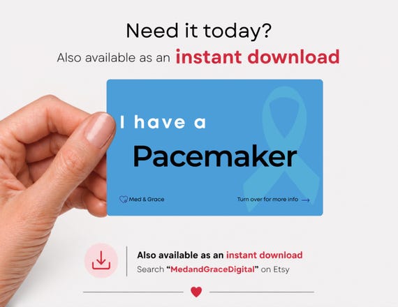 Pacemaker Medical Alert Card: Emergency Contact ID - Etsy
