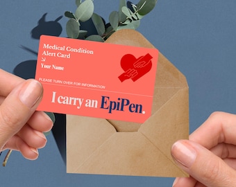 Custom EpiPen Medical Alert Card: Anaphylaxis Emergency ID