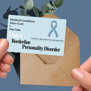 Carte d'alerte médicale pour trouble de la personnalité limite, carte d'identité d'urgence TPL personnalisée, étiquette de problème de santé mentale, carte de dérèglement émotionnel