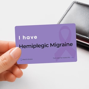 Hemiplegic Migraines Medical Alert Card: Neurological Condition ID