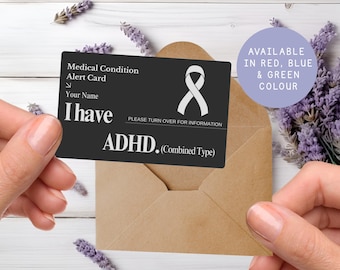 Personalized ADHD Medical Alert Card: Engraved Aluminum Emergency ID