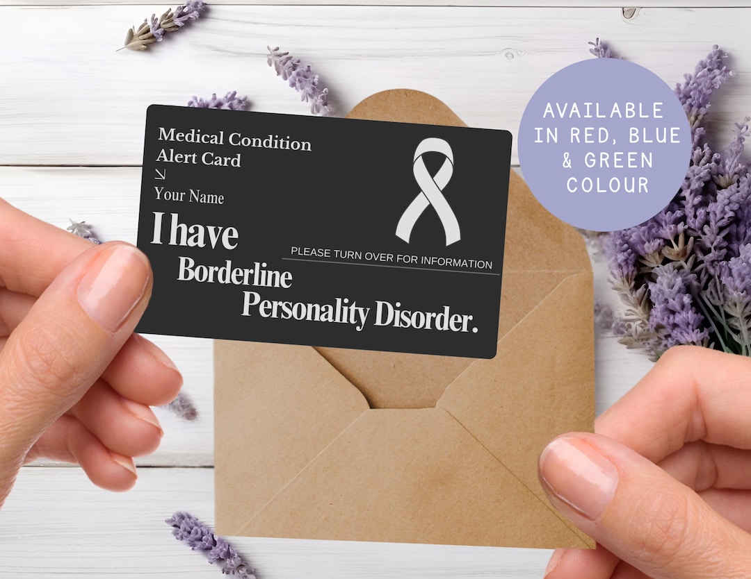 Borderline Personality Disorder Medical Alert Card: Engraved Aluminum ...