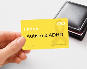 Autism and ADHD Medical Alert Card – AuDHD Neurodivergent Emergency ID Wallet Card