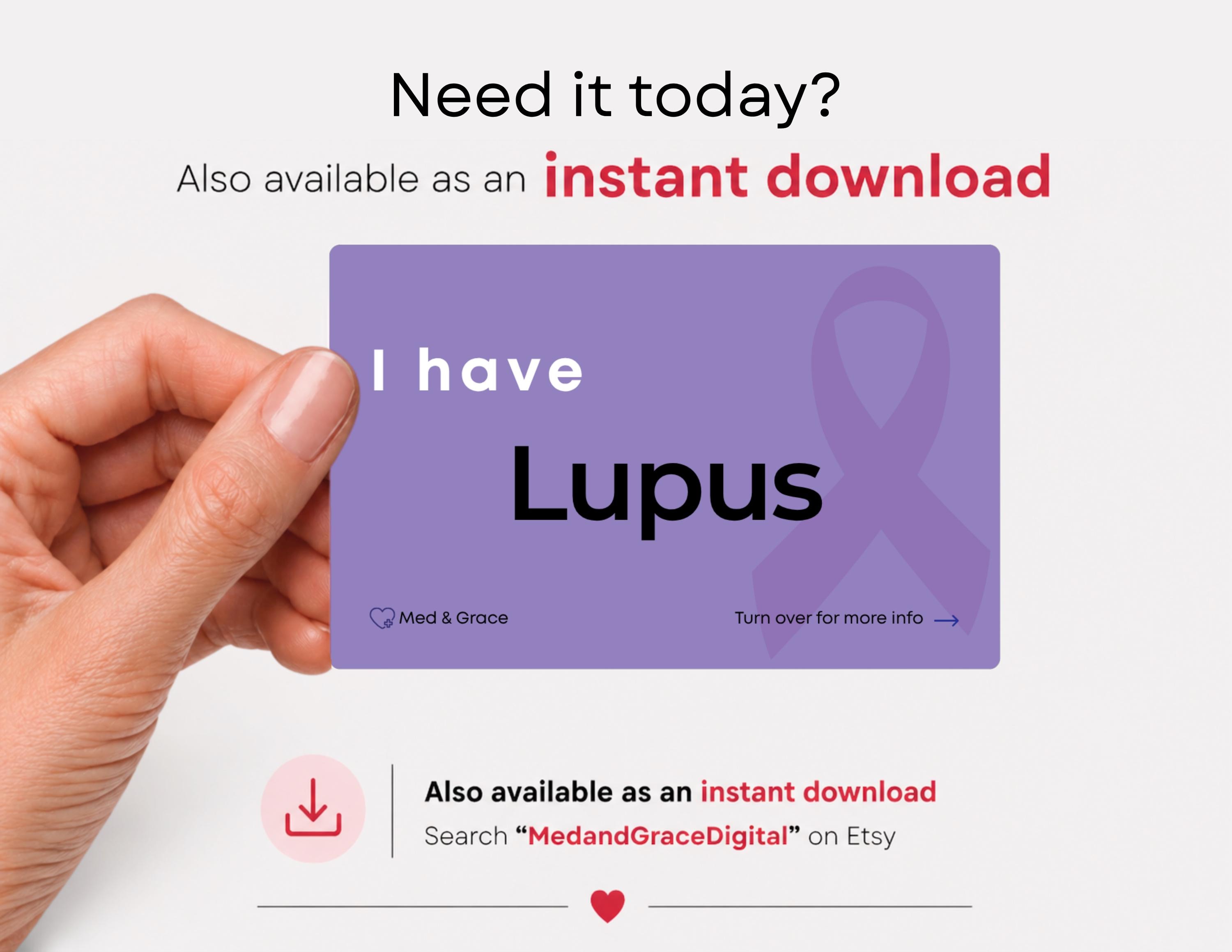 Lupus Medical Alert Card: Autoimmune Disease ID - Etsy