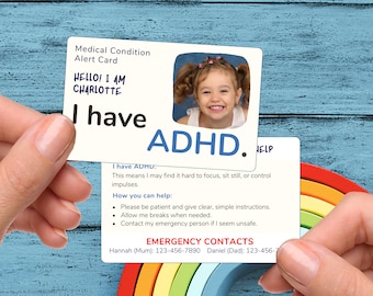 Personalized ADHD Medical Alert Card: Emergency Contact Info