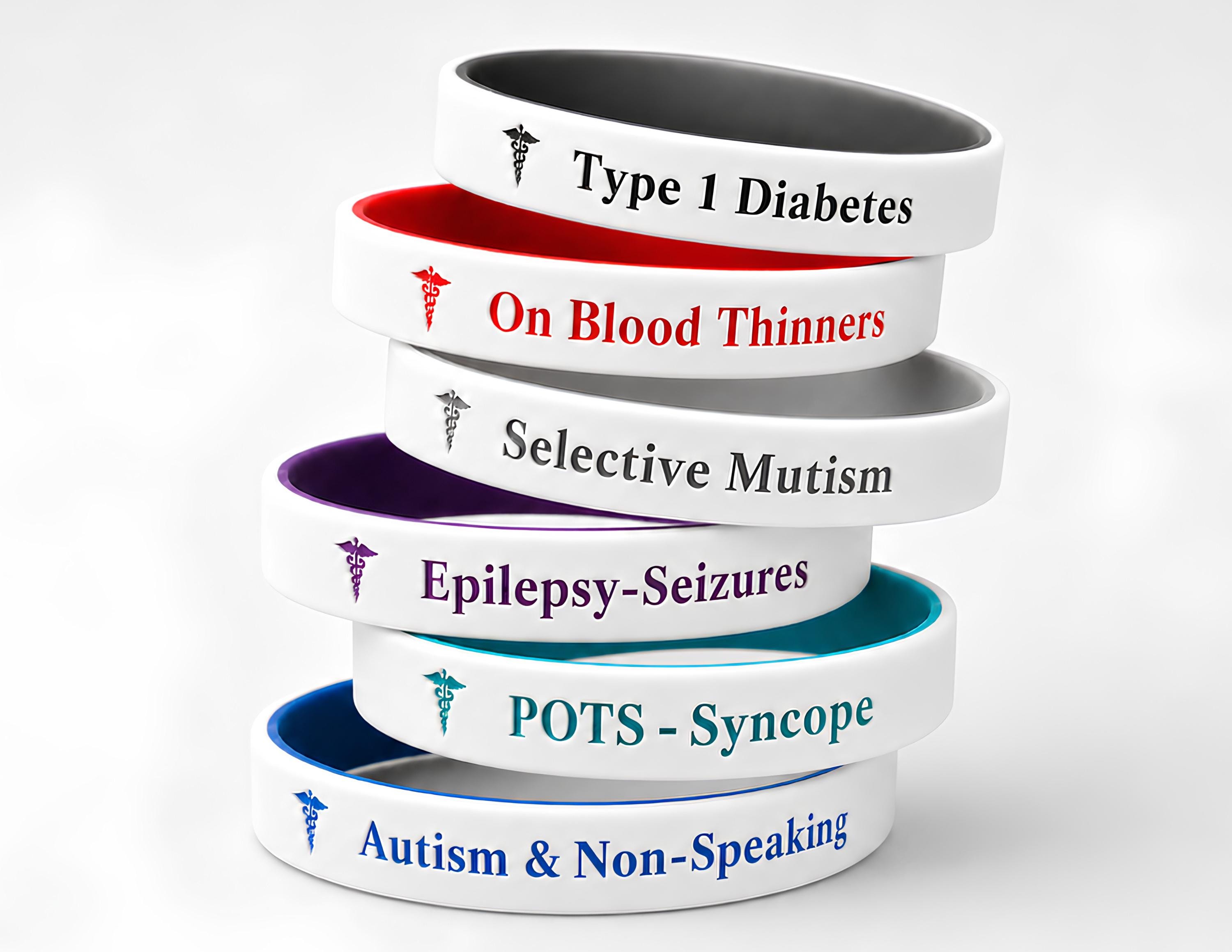 Custom Engraved Silicone Medical Alert Bracelet: Emergency Contact ID