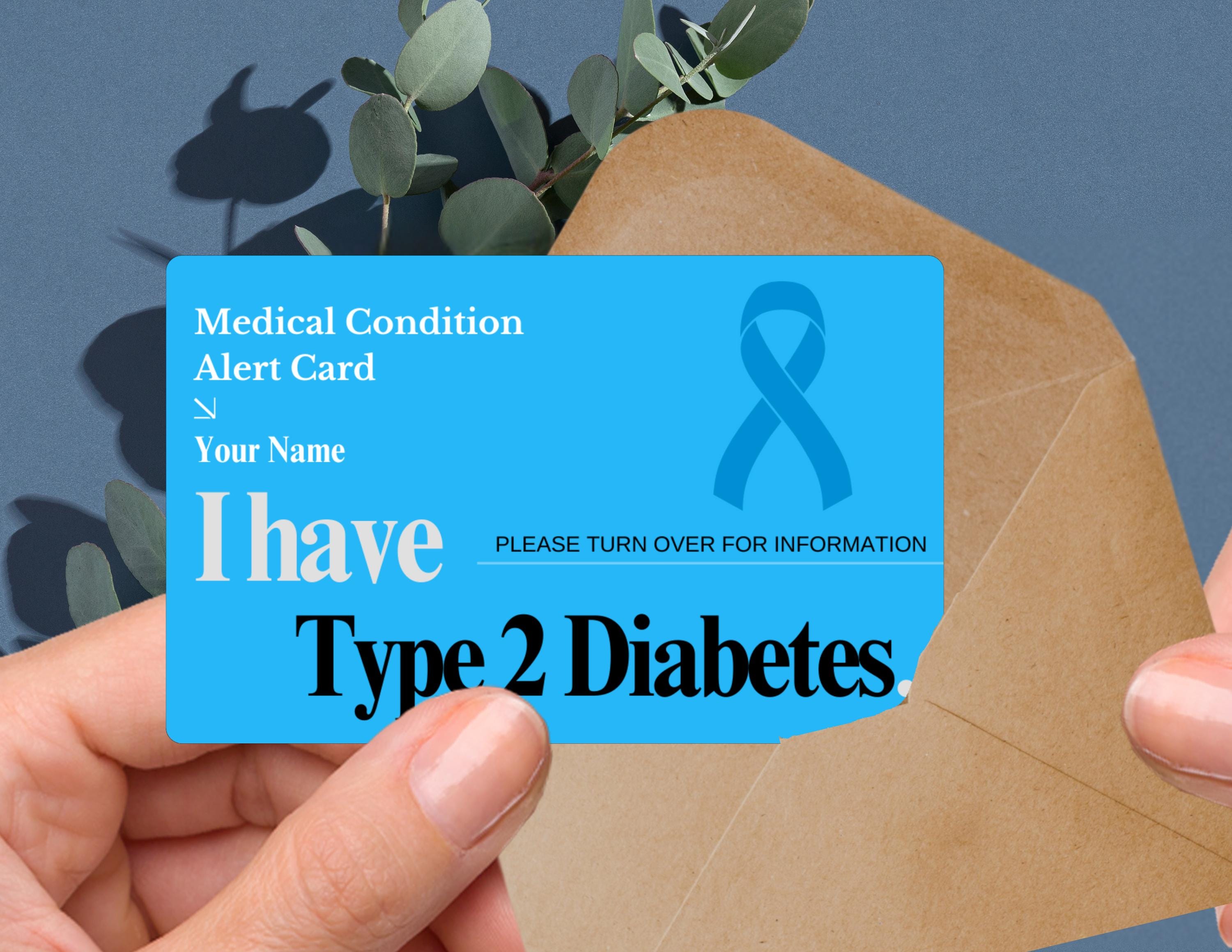 Type 2 Diabetes Medical Alert Card – Emergency ID Wallet Card, PVC