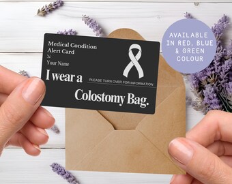 Personalized Colostomy Bag Medical Alert Card: Engraved Emergency Contact ID