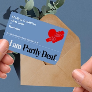 Carte d'alerte médicale pour sourds partiels, carte d'identité personnalisée pour déficience auditive, étiquette d'urgence pour malentendants, carte d'identité pour déficience auditive, carte d'identité de sensibilisation à la surdité