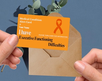 Executive Functioning Alert Card: Custom Medical ID, Aluminum Wallet Card