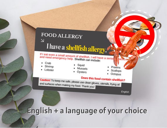 acetyl l carnitine and shellfish allergy Personalized Alert Card: Bilingual Food Allergy ID GLUTA WHITE GLUTATHIONE WHITENING Variants:1 Glow + 1 Sleep YGroup_N060