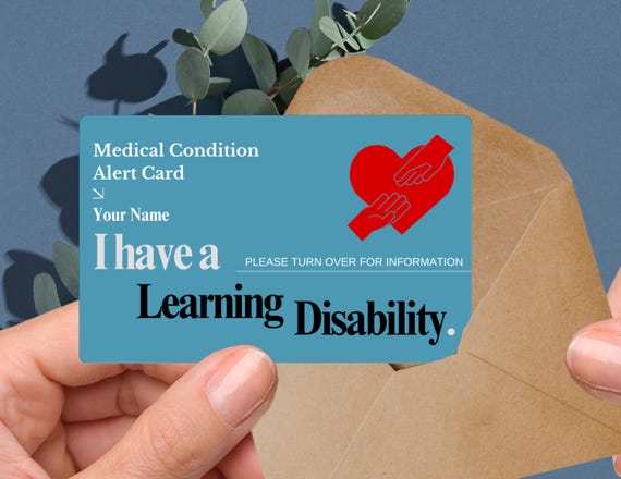 Learning Disability Medical Alert Card: Emergency Contact ID