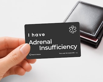 Adrenal Insufficiency Medical Alert Card: Engraved Aluminum Emergency ID