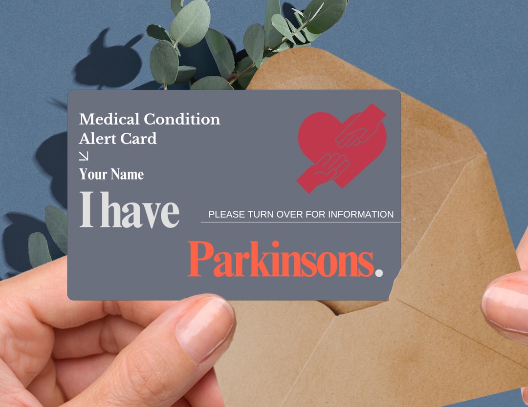 Parkinsons Disease Medical Alert Card, Movement Disorder ID Card ...