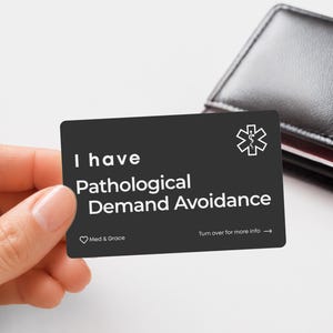 Pathological Demand Avoidance Medical Alert Card, PDA Tag, Autism Support Emergency Wallet ID