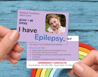 Personalized Epilepsy Medical Alert Card: Custom Seizure ID