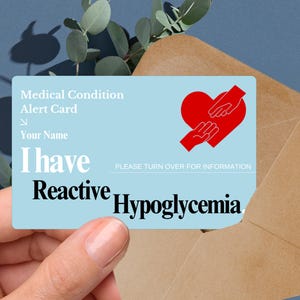 Reactive Hypoglycemia Medical Alert Card: Personalized Emergency ID