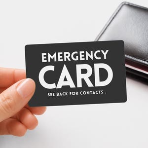 Engraved Aluminum Emergency Contact Card: Medical ID Wallet Insert