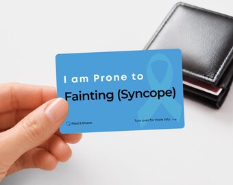 Syncope Medical Alert Card: Fainting Condition Emergency ID