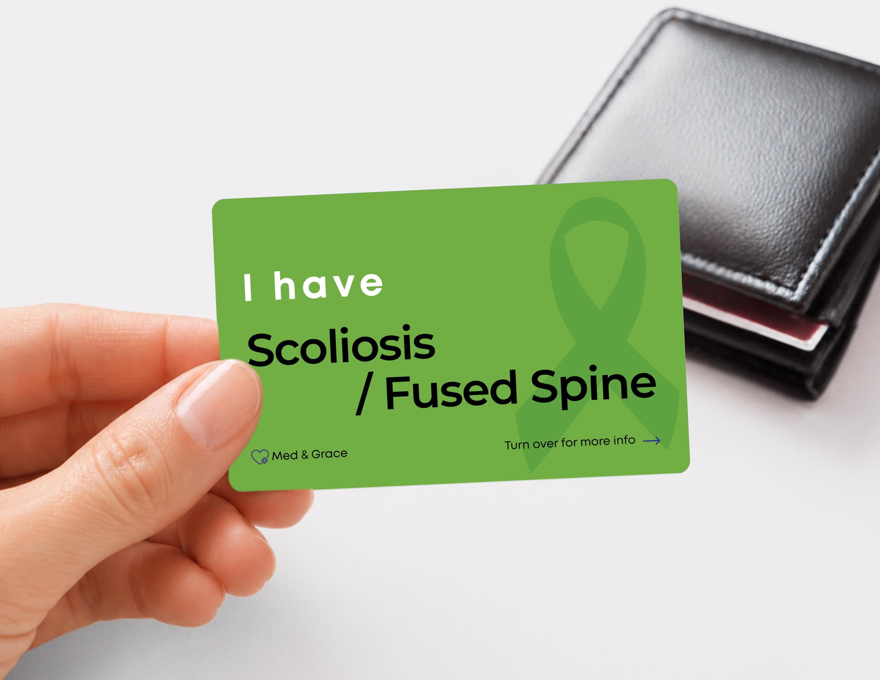 Scoliosis Fused Spine Medical Alert Card: Personalized Emergency