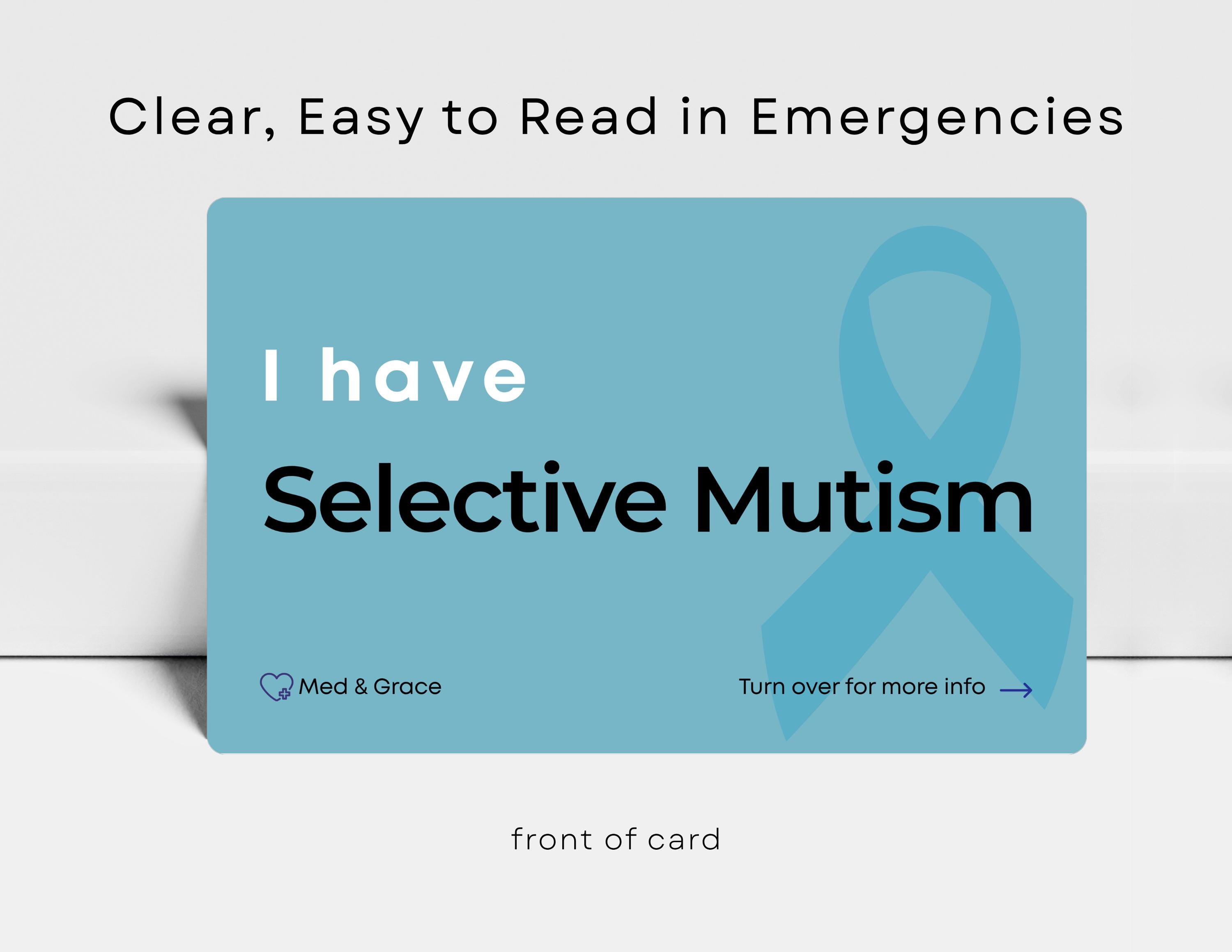 Selective Mutism Alert Card: Custom Medical ID, Emergency Contacts