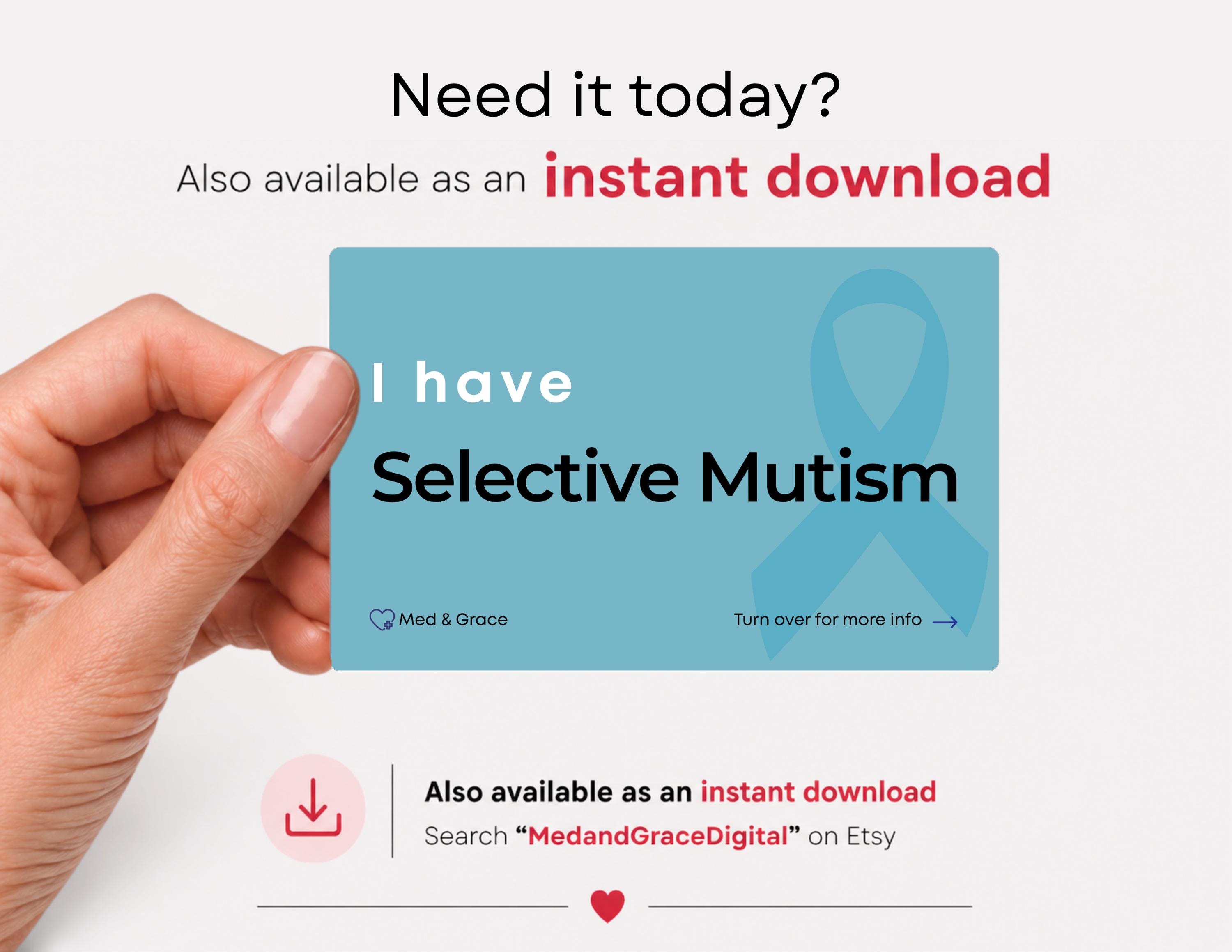 Selective Mutism Alert Card: Custom Medical ID, Emergency Contacts
