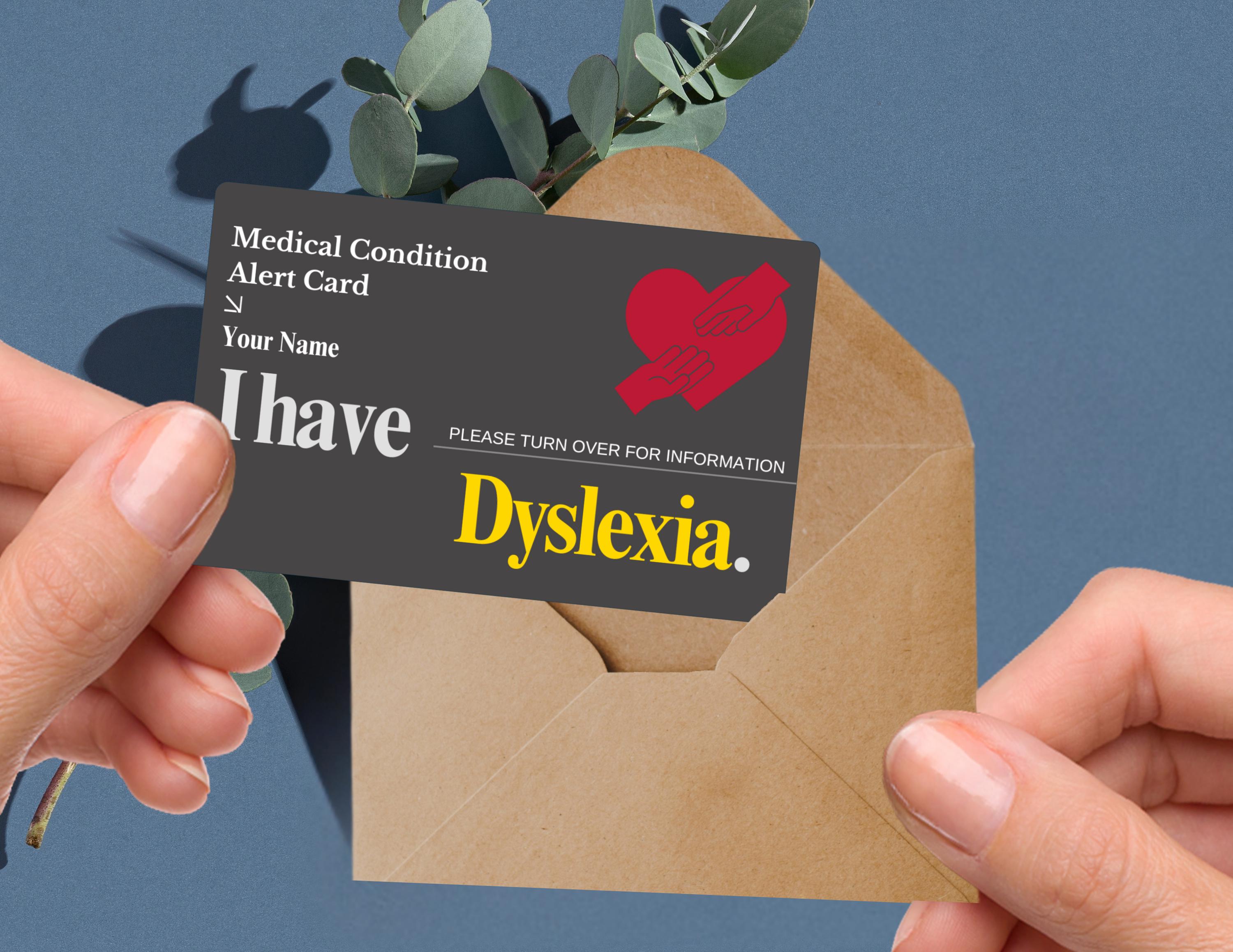 Dyslexia Medical Alert Card: Emergency Contact ID - Etsy