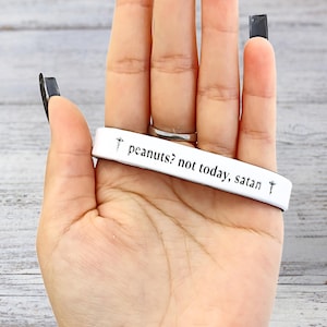 Peanut Allergy Medical Alert Bracelet - Peanuts? Not Today, satan - Custom Engraved Silicone ID Band For Anaphylaxis, Nut Allergy Epipen Use